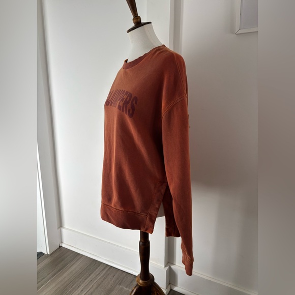 PARAJUMPERS Orange Fleece Pullover Logo Crewneck Sweatshirt Cotton Size Large - Picture 3 of 10